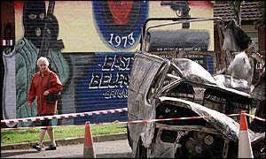 A burnt out van on Tuesday, 4 June, 2002 