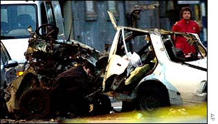 Aftermath of ETA car bomb attack in San Sebastian