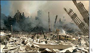 World Trade Center in ruins