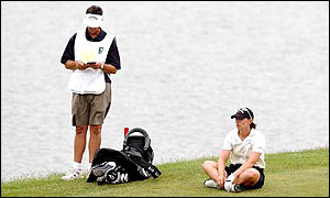 Annika Sorenstam and her caddie