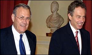 Donald Rumsfeld and Tony Blair