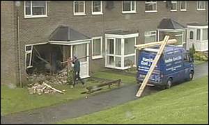 The damaged house in County Durham