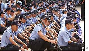 Rows of police at World Cup