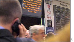 Commuters waiting for trains