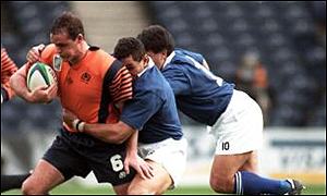 Martin Leslie in action for Scotland
