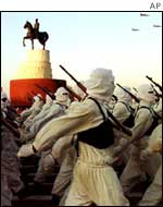 Iraqi troops marching   AP