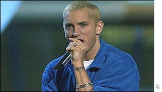 Eminem performs at Saturday's MTV movie awards