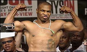 Mike Tyson at the weigh-in in Memphis
