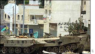 Israeli tanks in Jenin on Thursday
