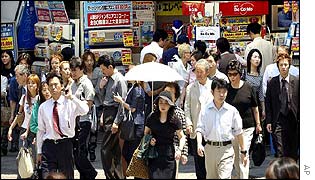 Shoppers in downtown Tokyo