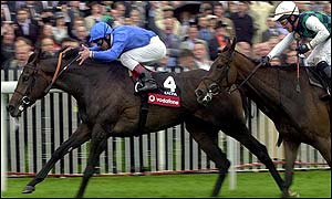 Kazzia holds off the challenge of Quarter Moon in the Oaks