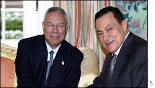 Colin Powell(l) with Hosni Mubarak(r)