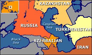 Map of Caspian Sea area