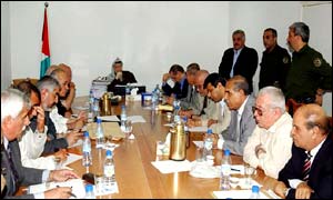 Yasser Arafat and the Palestinian cabinet