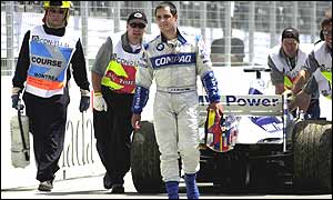 Juan Pablo Montoya lost a possible win in Canada because of an engine failure