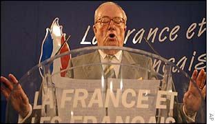 Jean-Marie Le Pen addresses his dejected supporters