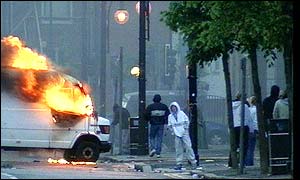 Van on fire