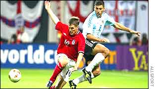 Michael Owen in England v Argentina match