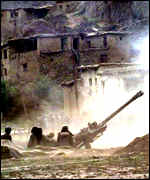Indian artillery fire in the Kargil mountains in 1999