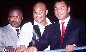 Three of the greatest fighters of all-time - Joe Frazier, George Foreman and Muhammad Ali