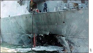 USS Cole blast damage