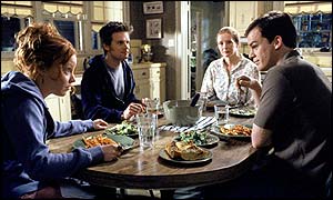 Lauren Ambrose, Petere Krause, Frances Conroy and Michael C Hall as the Fisher family