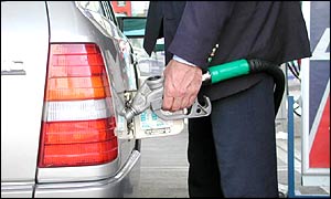 A man filling his car with petrol