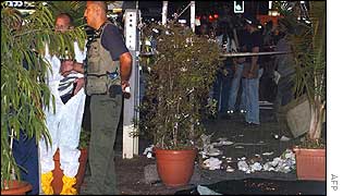 Emergency services at the scene of the blast