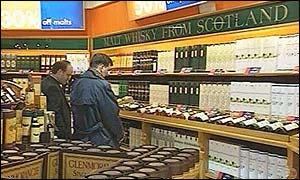 Whisky from Scotland in shop