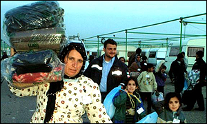 Kurdish immigrants at a camp in Southern Italy