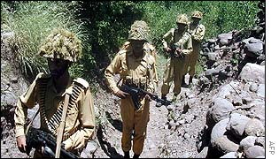 Pakistan troops patrol the Line of Control