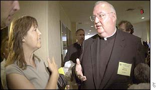 Bishop Patrick J McGrath talks to campaigners