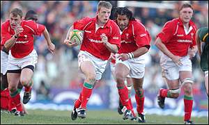 Wales full-back Kevin Morgan on the attack against South Africa