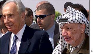 Shimon Peres and Yasser Arafat