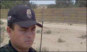 A border guard on patrol on the Mexico/US border
