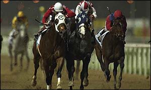 Caller One (left) wins the Dubai Golden Shaheen