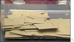 Votes in a French ballot box