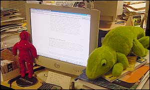 Computer desktop with cute toys