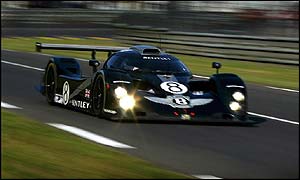 The Team Bentley car driven by Andy Wallace during Thursday's qualifying 