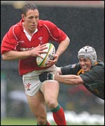 South Africa's Marius Joubert gets to grips with Mark Taylor