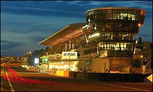 Dusk settles on the famous  Le Mans track 