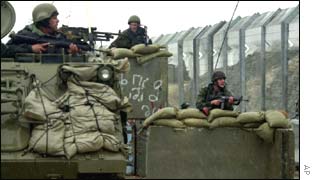 Israeli soldiers at a checkpoint in the West Bank