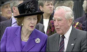 Baroness Thatcher and Sir Rex Hunt