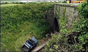 Wreckage under the bridge