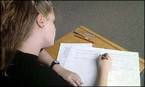 Pupil sits an exam