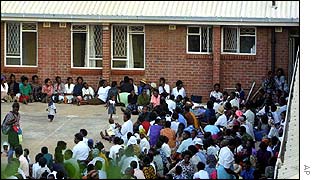 MDC activists in a police station in April 