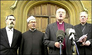 George Carey, third left, with Chief Rabbi Jonathan Sacks, Dr Zaki Badawi and Cardinal Murphy O'Connor