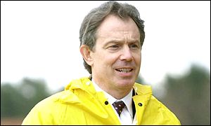 Tony Blair visits a farm during the foot-and-mouth outbreak