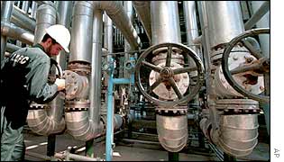 An Iranian petrochemical worker