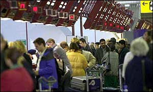 Travellers at an airport